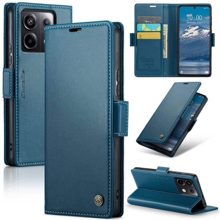 For Xiaomi Poco X6 5G CaseMe 023 Butterfly Buckle Litchi Texture RFID Anti-theft Leather Phone Case(Blue) - Xiaomi Cases by CaseMe | Online Shopping UK | buy2fix