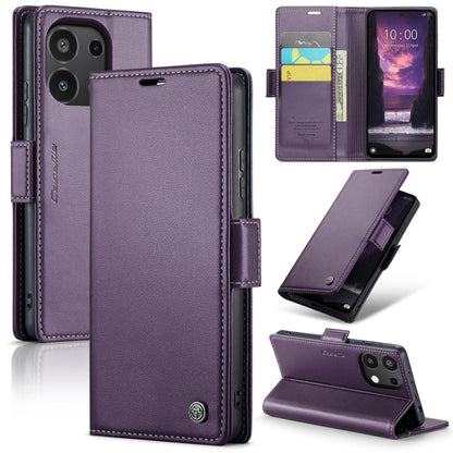 For Xiaomi Redmi Note 13 4G CaseMe 023 Butterfly Buckle Litchi Texture RFID Anti-theft Leather Phone Case(Pearly Purple) - Xiaomi Cases by CaseMe | Online Shopping UK | buy2fix