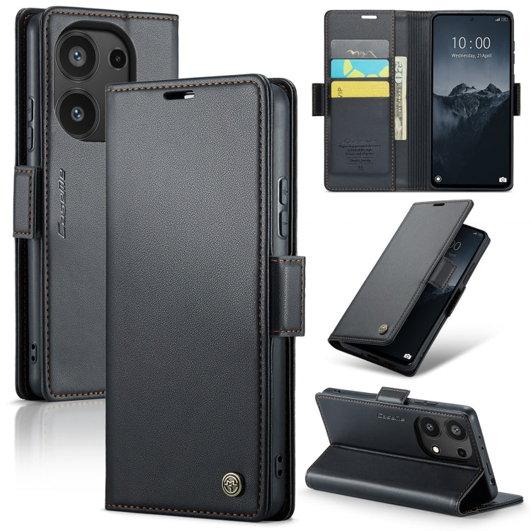 For Xiaomi Redmi Note 13 Pro 4G CaseMe 023 Butterfly Buckle Litchi Texture RFID Anti-theft Leather Phone Case(Black) - Note 13 Pro Cases by CaseMe | Online Shopping UK | buy2fix