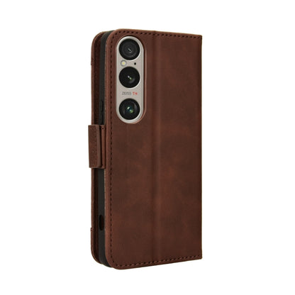 For Sony Xperia 1 VI 2024 Skin Feel Calf Texture Card Slots Leather Phone Case(Brown) - Sony Cases by buy2fix | Online Shopping UK | buy2fix