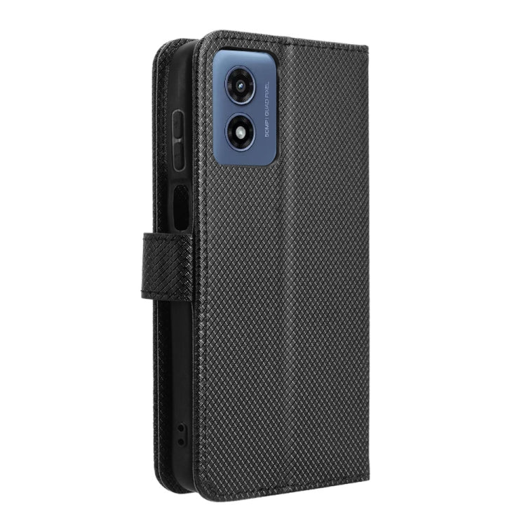 For Motorola Moto G Play 4G 2024 Diamond Texture Leather Phone Case(Black) - Motorola Cases by buy2fix | Online Shopping UK | buy2fix