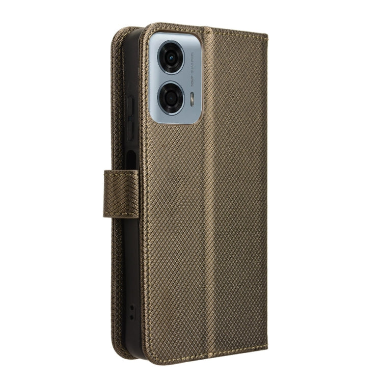 For Motorola Moto G Power 5G 2024 Diamond Texture Leather Phone Case(Brown) - Motorola Cases by buy2fix | Online Shopping UK | buy2fix