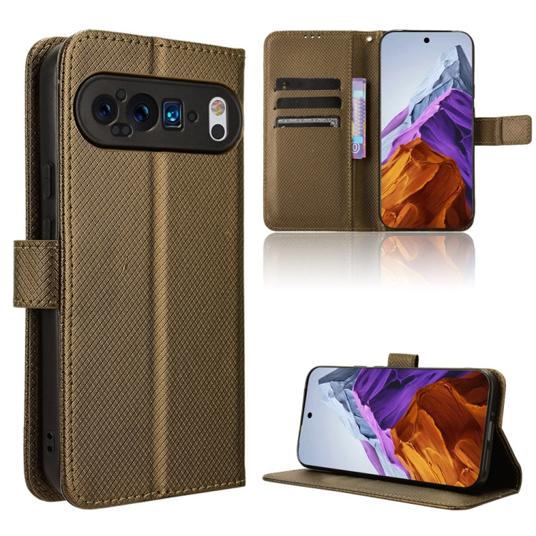 For Google Pixel 9 Diamond Texture Leather Phone Case(Brown) - Google Cases by buy2fix | Online Shopping UK | buy2fix