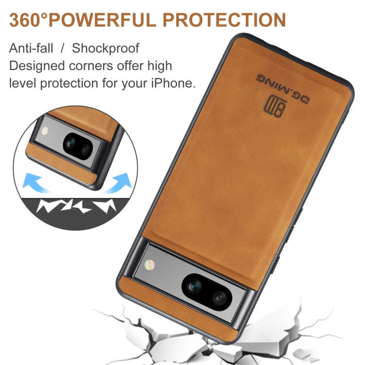 For Google Pixel 7A DG.MING M1 Series 3-Fold Multi Card Wallet + Magnetic Phone Case(Brown) - Google Cases by DG.MING | Online Shopping UK | buy2fix