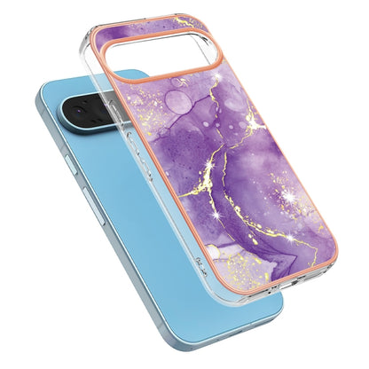 For Google Pixel 9 Pro XL Electroplating Marble Dual-side IMD Phone Case(Purple 002) - Google Cases by buy2fix | Online Shopping UK | buy2fix