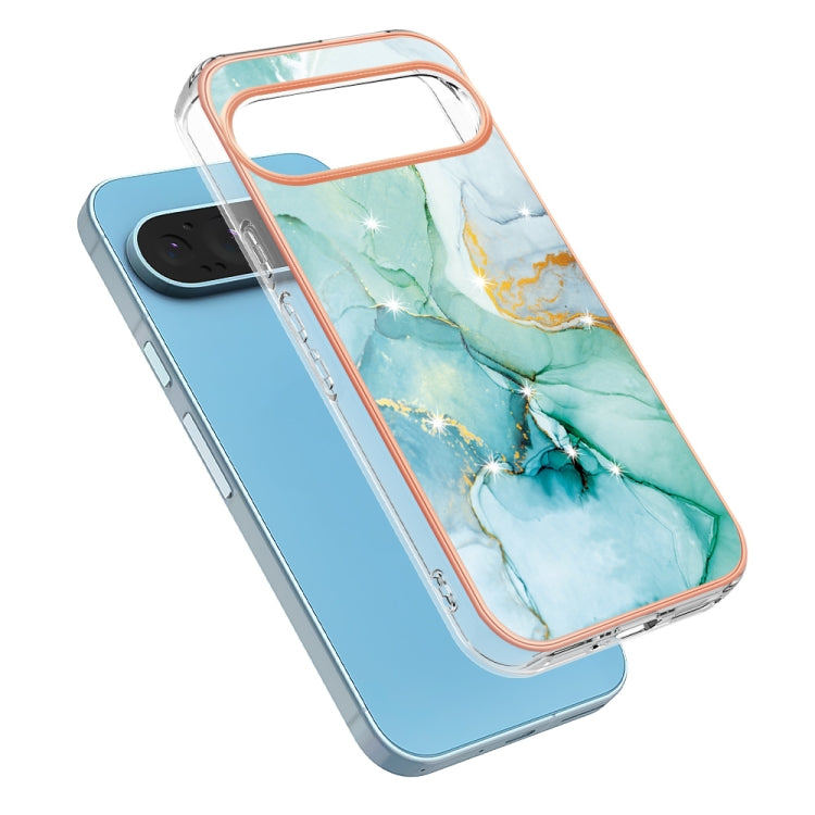 For Google Pixel 9 Pro XL Electroplating Marble Dual-side IMD Phone Case(Green 003) - Google Cases by buy2fix | Online Shopping UK | buy2fix