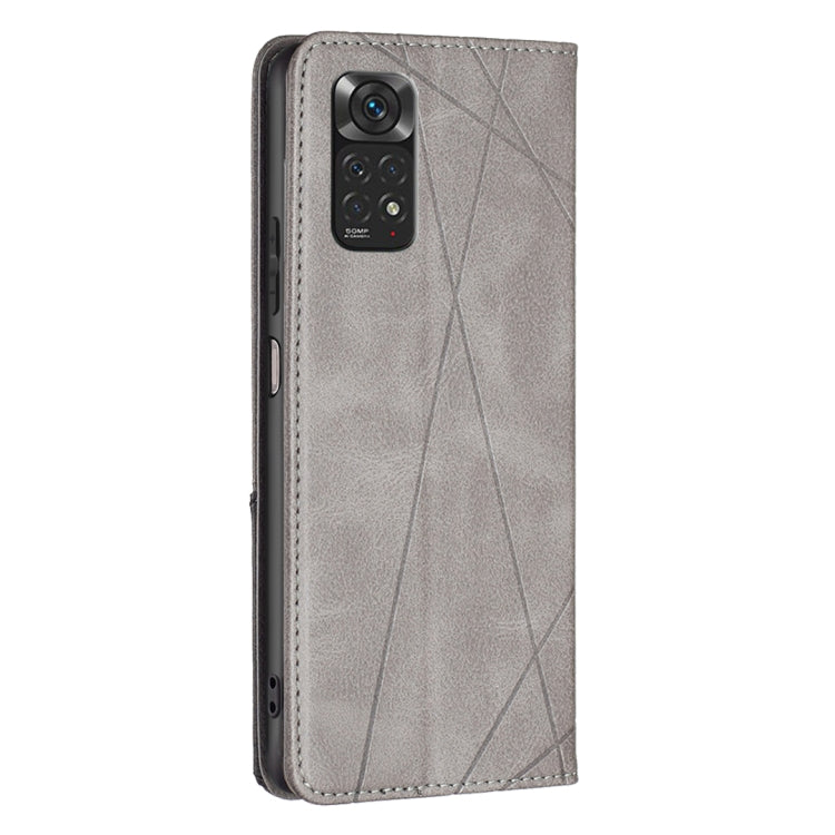 For Xiaomi Redmi Note 12S 4G / Note 11  Rhombus Texture Magnetic Leather Phone Case(Grey) - Xiaomi Cases by buy2fix | Online Shopping UK | buy2fix