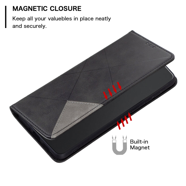 For Xiaomi Redmi Note 12S 4G / Note 11  Rhombus Texture Magnetic Leather Phone Case(Black) - Xiaomi Cases by buy2fix | Online Shopping UK | buy2fix