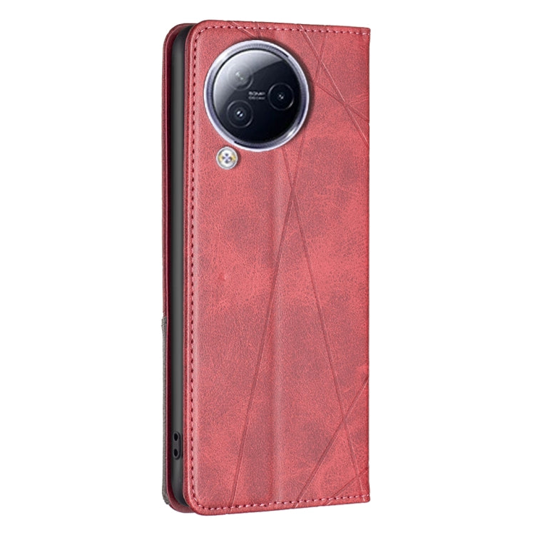 For Xiaomi Civi 3 5G Rhombus Texture Magnetic Leather Phone Case(Red) - Xiaomi Cases by buy2fix | Online Shopping UK | buy2fix