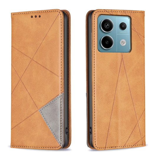 For Xiaomi Redmi Note 13 Pro 4G Global Rhombus Texture Magnetic Leather Phone Case(Yellow) - Note 13 Pro Cases by buy2fix | Online Shopping UK | buy2fix