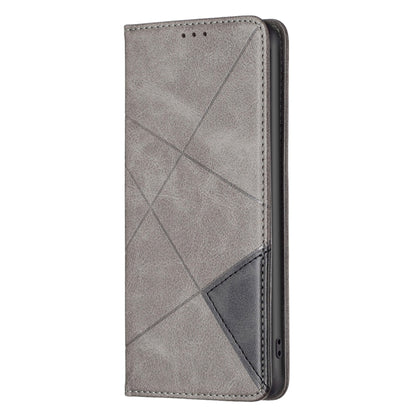 For Xiaomi Redmi A3 Rhombus Texture Magnetic Leather Phone Case(Grey) - Xiaomi Cases by buy2fix | Online Shopping UK | buy2fix