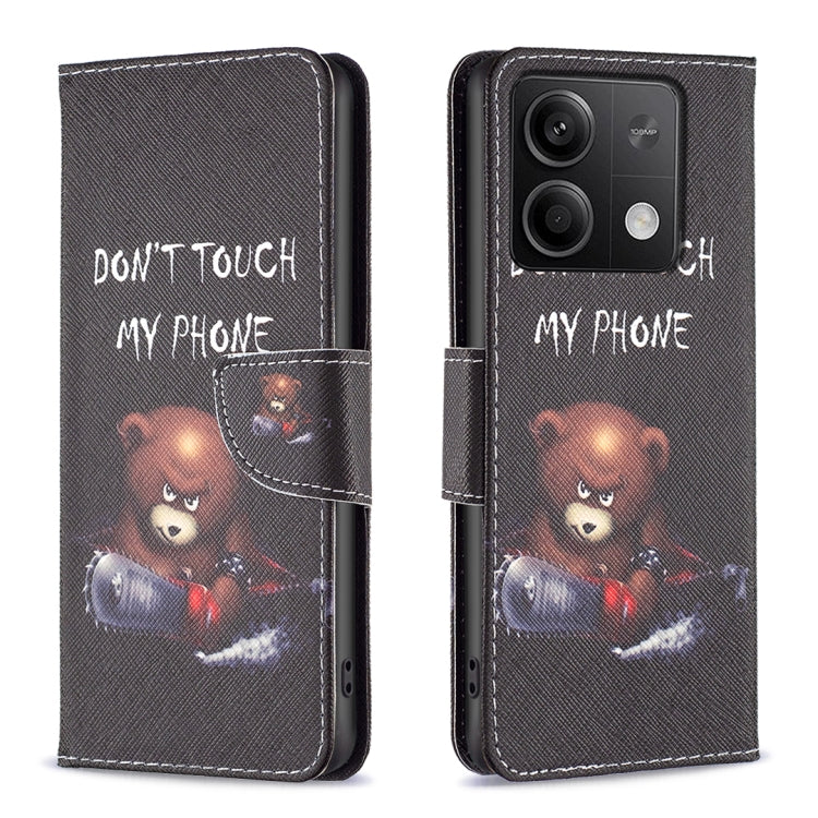 For Xiaomi Redmi Note 13 4G Global Colored Drawing Pattern Leather Phone Case(Bear) - Note 13 Cases by buy2fix | Online Shopping UK | buy2fix