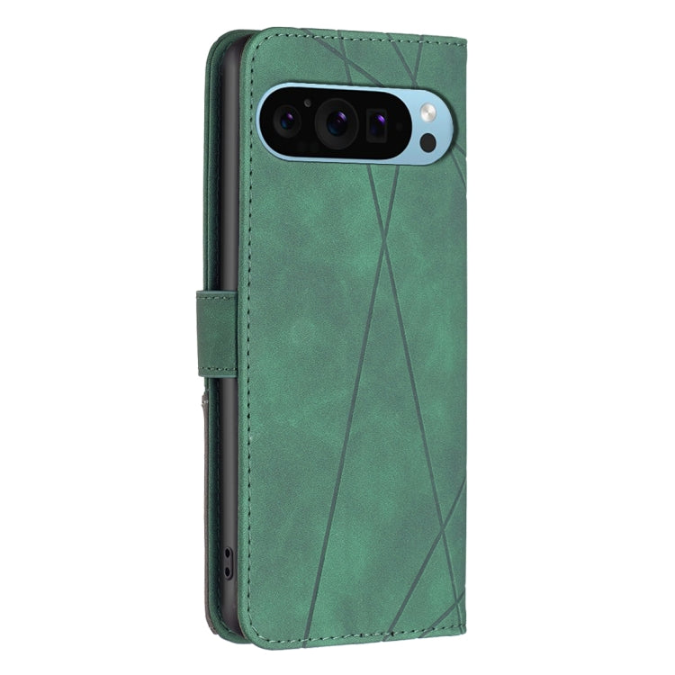 For Google Pixel 9 Magnetic Buckle Rhombus Texture Leather Phone Case(Green) - Google Cases by buy2fix | Online Shopping UK | buy2fix