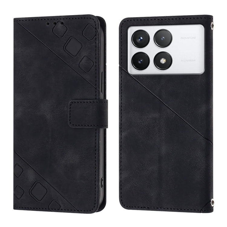 For Xiaomi Redmi K70 / K70 Pro Skin Feel Embossed Leather Phone Case(Black) - K70 Cases by buy2fix | Online Shopping UK | buy2fix