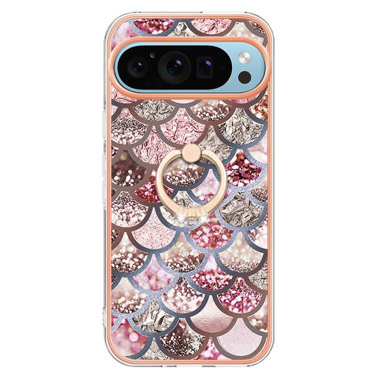 For Google Pixel 9 Pro XL Electroplating IMD TPU Phone Case with Ring(Pink Scales) - Google Cases by buy2fix | Online Shopping UK | buy2fix