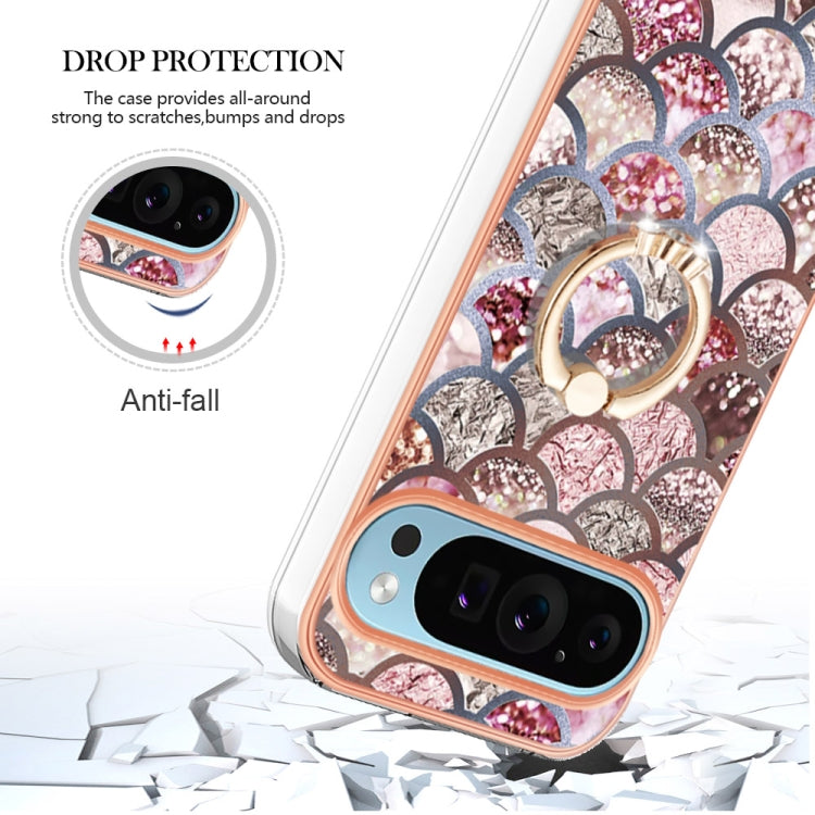 For Google Pixel 9 Pro XL Electroplating IMD TPU Phone Case with Ring(Pink Scales) - Google Cases by buy2fix | Online Shopping UK | buy2fix