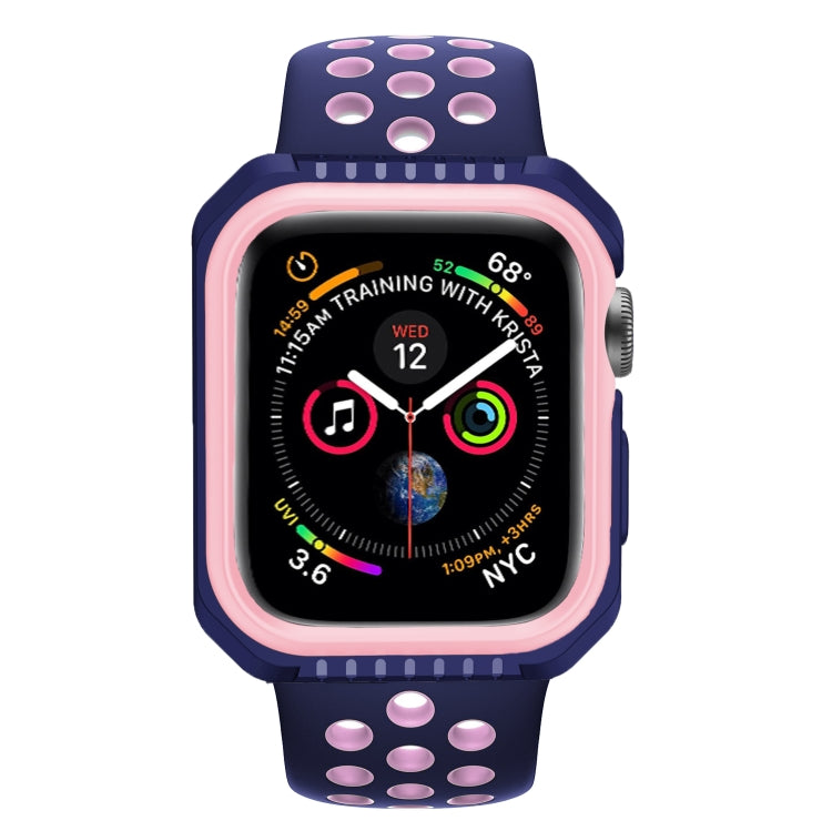 For Apple Watch Series 6 & SE & 5 & 4 44mm Shockproof Two Color Protective Case(Blue Pink) - Watch Cases by buy2fix | Online Shopping UK | buy2fix