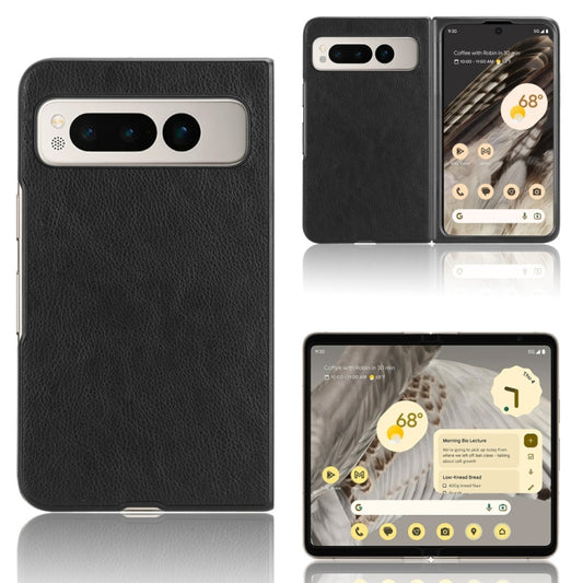 For Google Pixel Fold Litchi Texture Back Cover Phone Case(Black) - Google Cases by buy2fix | Online Shopping UK | buy2fix