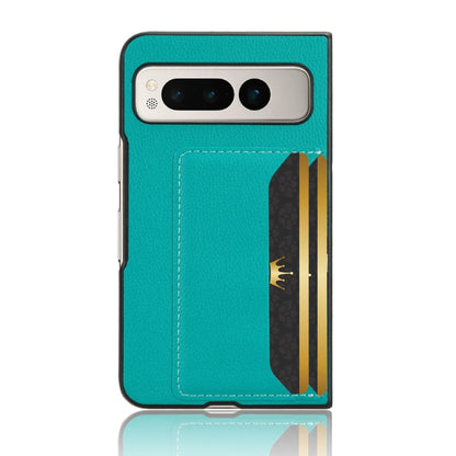 For Google Pixel Fold Litchi Texture Card Slots Back Cover Phone Case(Green) - Google Cases by buy2fix | Online Shopping UK | buy2fix