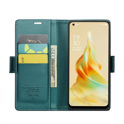 For OPPO Reno8 T 4G CaseMe 023 Butterfly Buckle Litchi Texture RFID Anti-theft Leather Phone Case(Pearly Blue) - OPPO Cases by CaseMe | Online Shopping UK | buy2fix