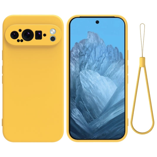 For Google Pixel 9 Pro Pure Color Liquid Silicone Shockproof Phone Case(Yellow) - Google Cases by buy2fix | Online Shopping UK | buy2fix