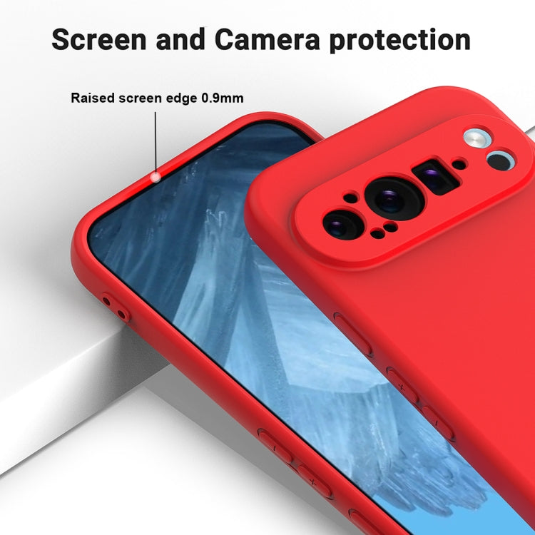 For Google Pixel 9 Pro Pure Color Liquid Silicone Shockproof Phone Case(Red) - Google Cases by buy2fix | Online Shopping UK | buy2fix