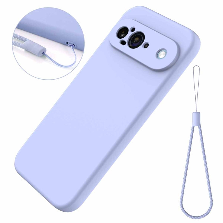 For Google Pixel 9 Pure Color Liquid Silicone Shockproof Phone Case(Purple) - Google Cases by buy2fix | Online Shopping UK | buy2fix