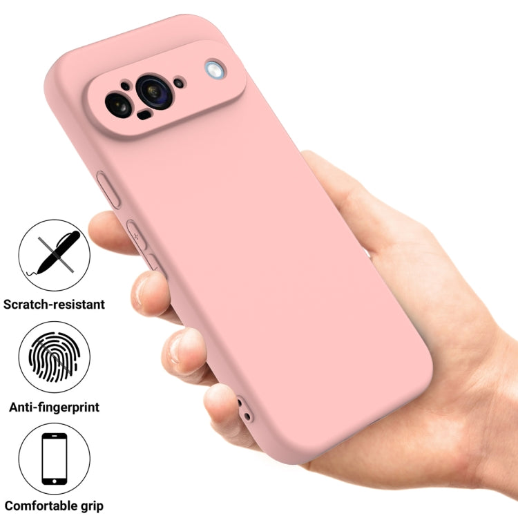 For Google Pixel 9 Pure Color Liquid Silicone Shockproof Phone Case(Pink) - Google Cases by buy2fix | Online Shopping UK | buy2fix