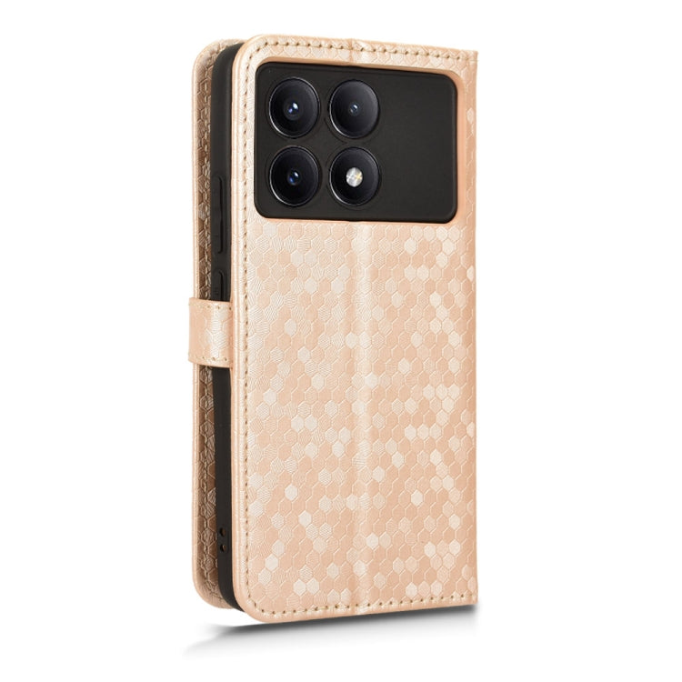 For Xiaomi Redmi K70 5G / K70 Pro 5G Honeycomb Dot Texture Leather Phone Case(Gold) - K70 Pro Cases by buy2fix | Online Shopping UK | buy2fix