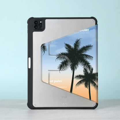 For iPad Air 11 2025 / 2024 3-Fold 360 Rotation Painted Leather Smart Tablet Case(Coconut Tree) - iPad Pro 11 (2022/2021) Cases by buy2fix | Online Shopping UK | buy2fix