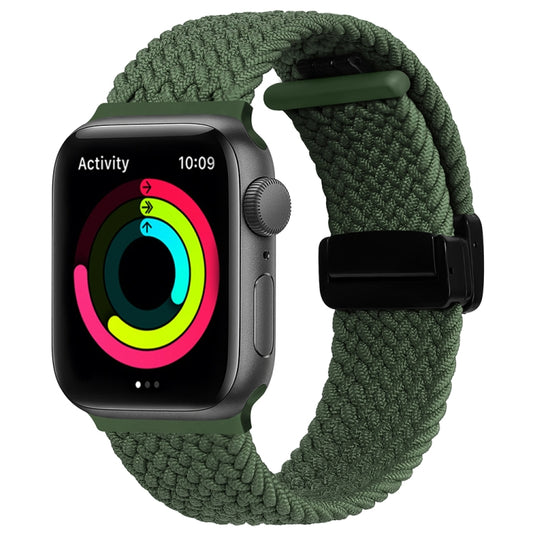 Magnetic Fold Clasp Woven Watch Band For Apple Watch SE 44mm(Green) - Watch Bands by buy2fix | Online Shopping UK | buy2fix