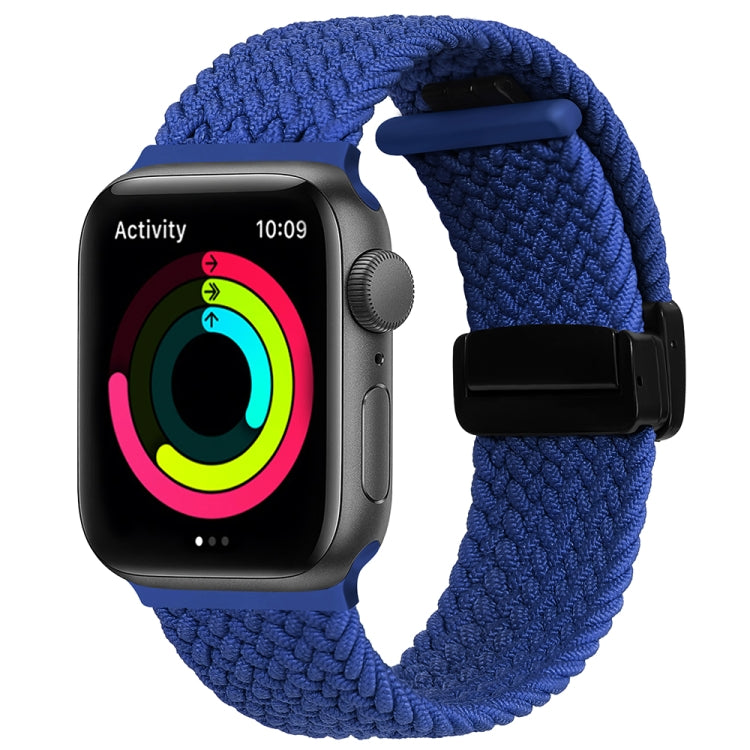 Magnetic Fold Clasp Woven Watch Band For Apple Watch 6 44mm(Blue) - Watch Bands by buy2fix | Online Shopping UK | buy2fix