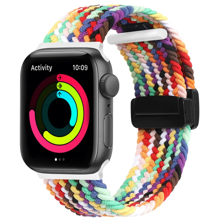 Magnetic Fold Clasp Woven Watch Band For Apple Watch 4 44mm(Rainbow Color) - Watch Bands by buy2fix | Online Shopping UK | buy2fix