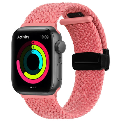 Magnetic Fold Clasp Woven Watch Band For Apple Watch SE 2023 44mm(Pink) - Watch Bands by buy2fix | Online Shopping UK | buy2fix