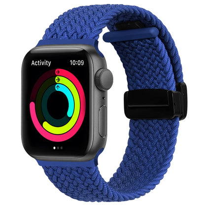 Magnetic Fold Clasp Woven Watch Band For Apple Watch Ultra 2 49mm(Blue) - Watch Bands by buy2fix | Online Shopping UK | buy2fix