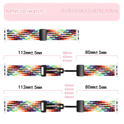 Magnetic Fold Clasp Woven Watch Band For Apple Watch SE 2023 44mm(Rainbow Color) - Watch Bands by buy2fix | Online Shopping UK | buy2fix