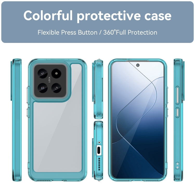 For Xiaomi 14 Pro Colorful Series Acrylic Hybrid TPU Phone Case(Transparent Blue) - 14 Pro Cases by buy2fix | Online Shopping UK | buy2fix