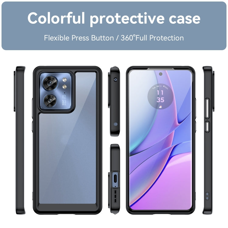 For Motorola Edge 2023 Global Colorful Series Acrylic Hybrid TPU Phone Case(Black) - Motorola Cases by buy2fix | Online Shopping UK | buy2fix