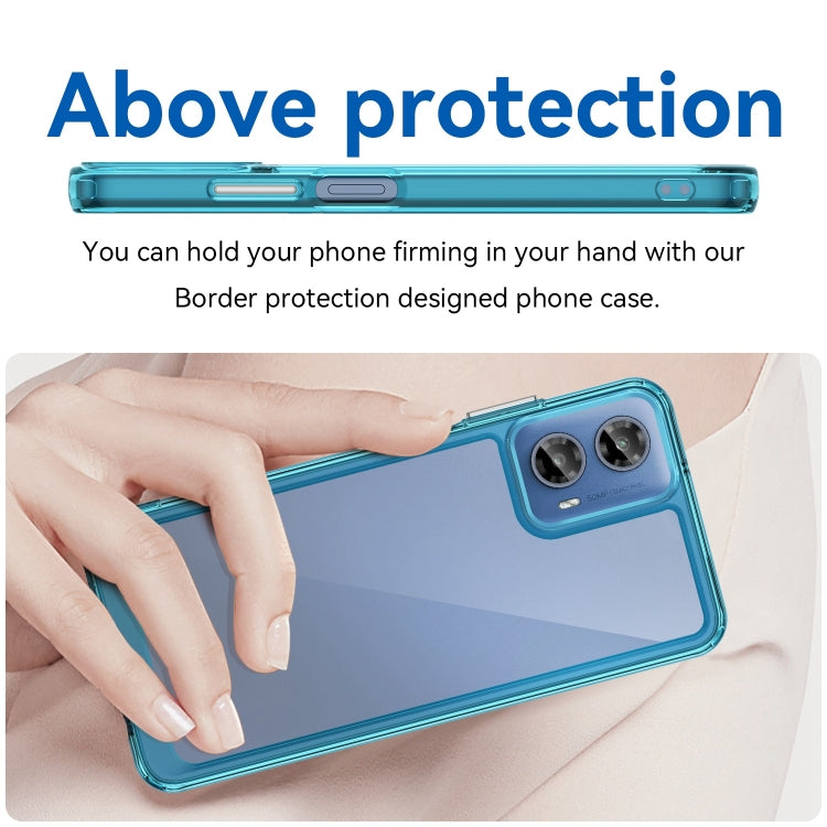 For Motorola Moto G34 Colorful Series Acrylic Hybrid TPU Phone Case(Transparent Blue) - Motorola Cases by buy2fix | Online Shopping UK | buy2fix