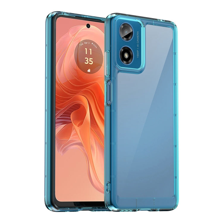 For Motorola Moto G04 Colorful Series Acrylic Hybrid TPU Phone Case(Transparent Blue) - Motorola Cases by buy2fix | Online Shopping UK | buy2fix