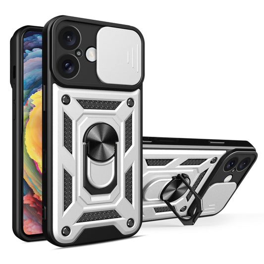 For iPhone 16 Plus Sliding Camera Cover Design TPU+PC Phone Case(Silver) - iPhone 16 Plus Cases by buy2fix | Online Shopping UK | buy2fix