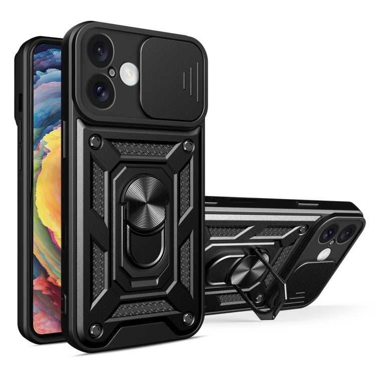 For iPhone 16 Sliding Camera Cover Design TPU+PC Phone Case(Black) - iPhone 16 Cases by buy2fix | Online Shopping UK | buy2fix