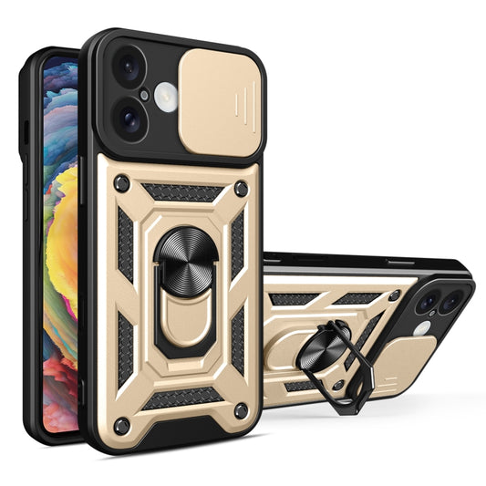 For iPhone 16 Sliding Camera Cover Design TPU+PC Phone Case(Gold) - iPhone 16 Cases by buy2fix | Online Shopping UK | buy2fix