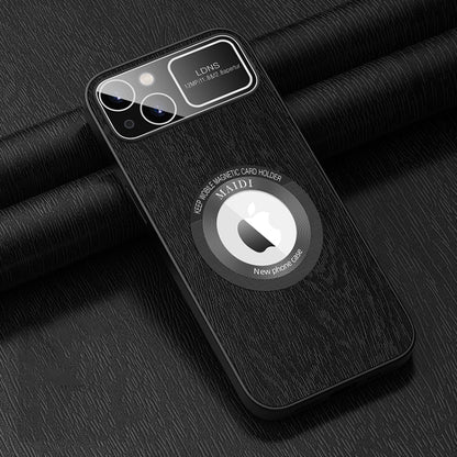 For iPhone 14 MagSafe Magnetic Tree Texture PU Phone Case(Black) - iPhone 14 Cases by buy2fix | Online Shopping UK | buy2fix