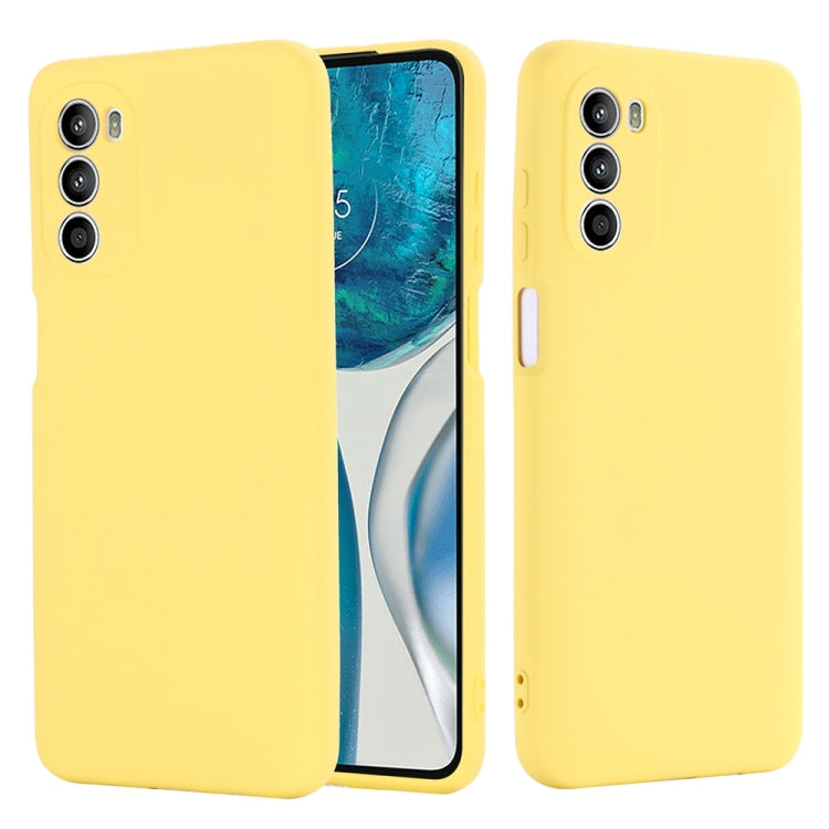 For Motorola Moto G71s 5G Pure Color Liquid Silicone Shockproof Phone Case(Yellow) - Motorola Cases by buy2fix | Online Shopping UK | buy2fix