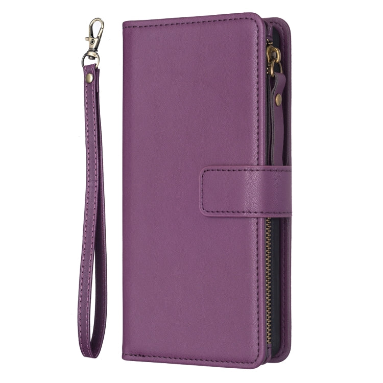 For Google Pixel 7 Pro 9 Card Slots Zipper Wallet Leather Flip Phone Case(Dark Purple) - Google Cases by buy2fix | Online Shopping UK | buy2fix