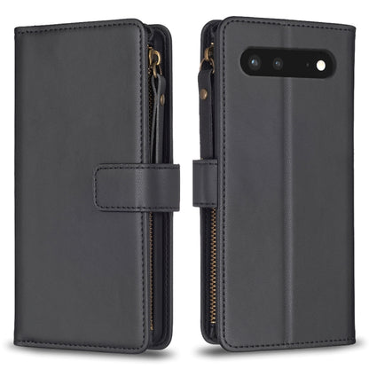 For Google Pixel 7 9 Card Slots Zipper Wallet Leather Flip Phone Case(Black) - Google Cases by buy2fix | Online Shopping UK | buy2fix