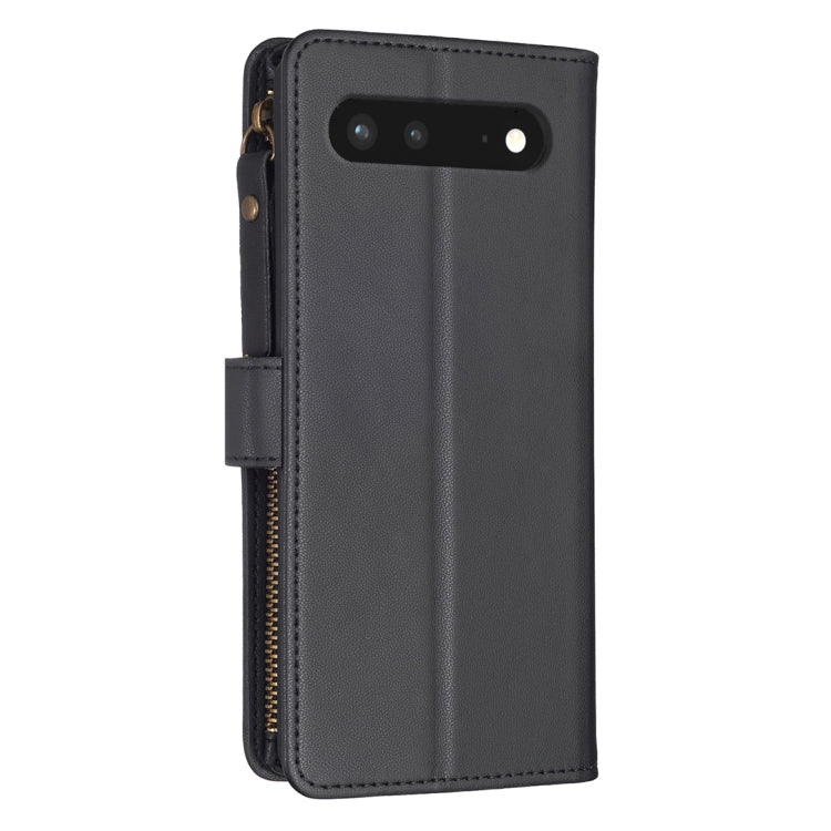 For Google Pixel 7 9 Card Slots Zipper Wallet Leather Flip Phone Case(Black) - Google Cases by buy2fix | Online Shopping UK | buy2fix