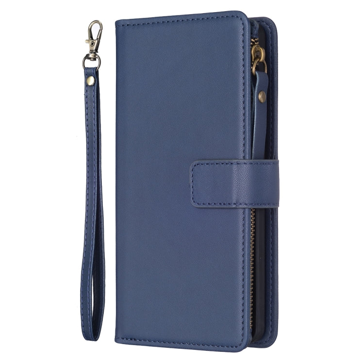 For Xiaomi 13 Lite 9 Card Slots Zipper Wallet Leather Flip Phone Case(Blue) - 13 Lite Cases by buy2fix | Online Shopping UK | buy2fix