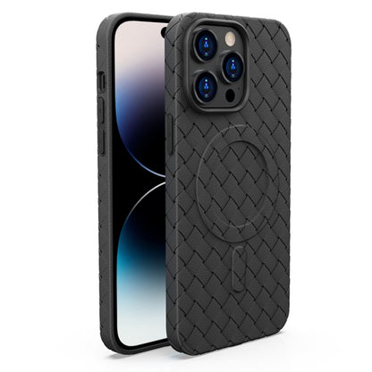 For iPhone 14 Pro Max Woven Pattern MagSafe Magnetic Cooling Phone Case(Black) - iPhone 14 Pro Max Cases by buy2fix | Online Shopping UK | buy2fix